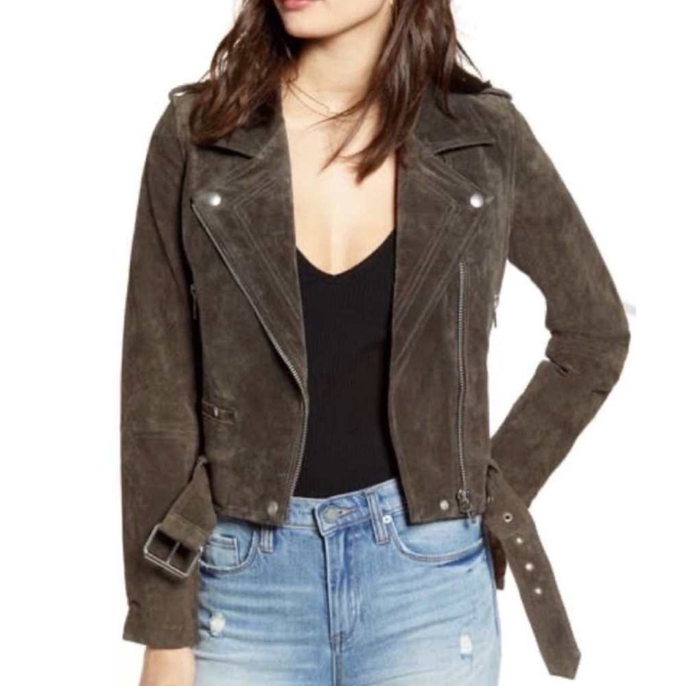 Scoop NYC grey 100% suede Moto jacket